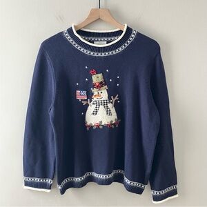 CHRISTOPHER & BANKS Patriotic Snowman Mock Neck Sweater